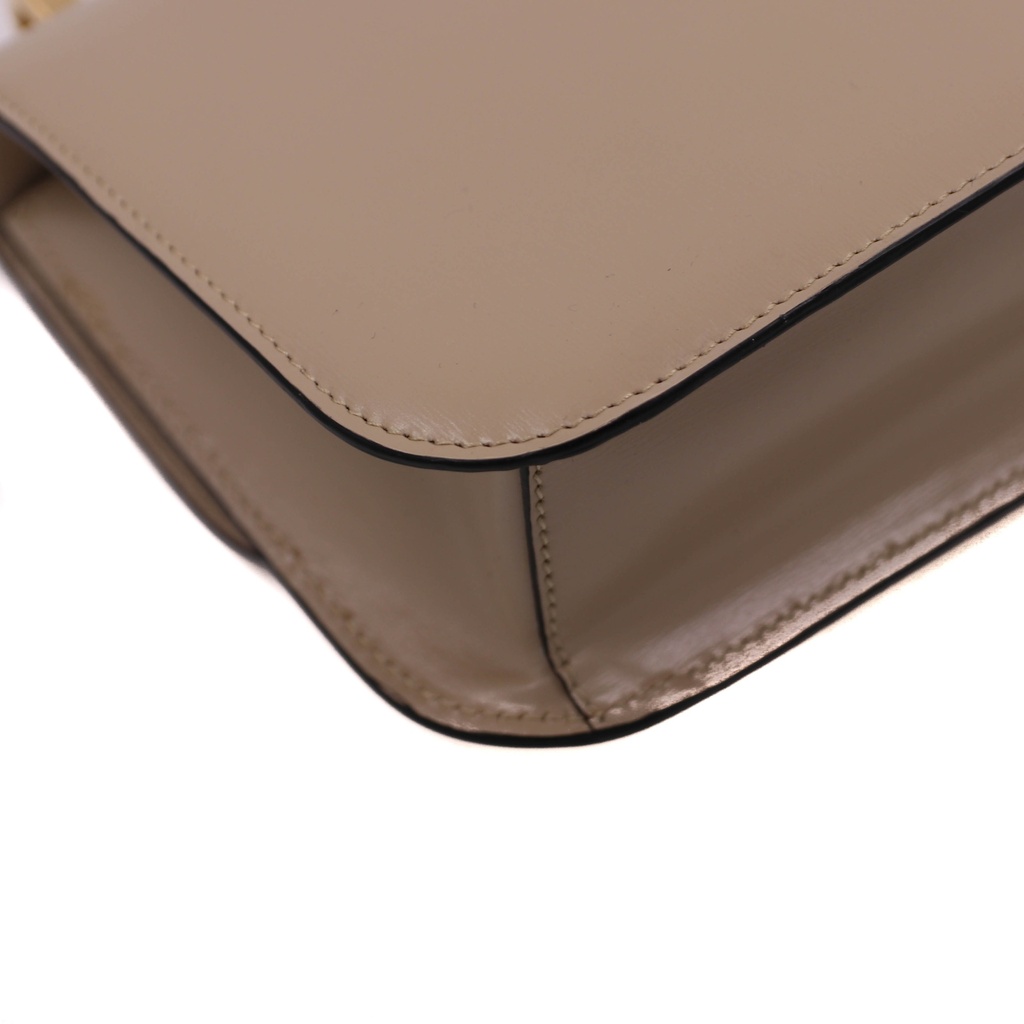 Prada Saffiano Leather Flap Shoulder Bag in Beige