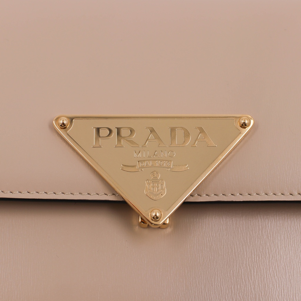 Prada Saffiano Leather Flap Shoulder Bag in Beige