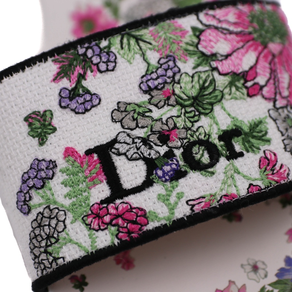 Christian Dior Dway Sandal Embroidered Multicolor Flower Size 37