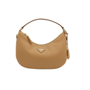 Prada Logo-Plaque Shoulder Bag in Beige