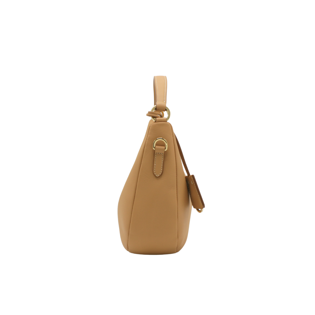 Prada Logo-Plaque Shoulder Bag in Beige