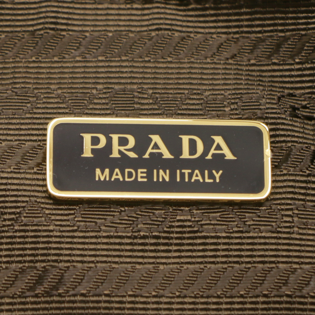 Prada Logo-Plaque Shoulder Bag in Beige