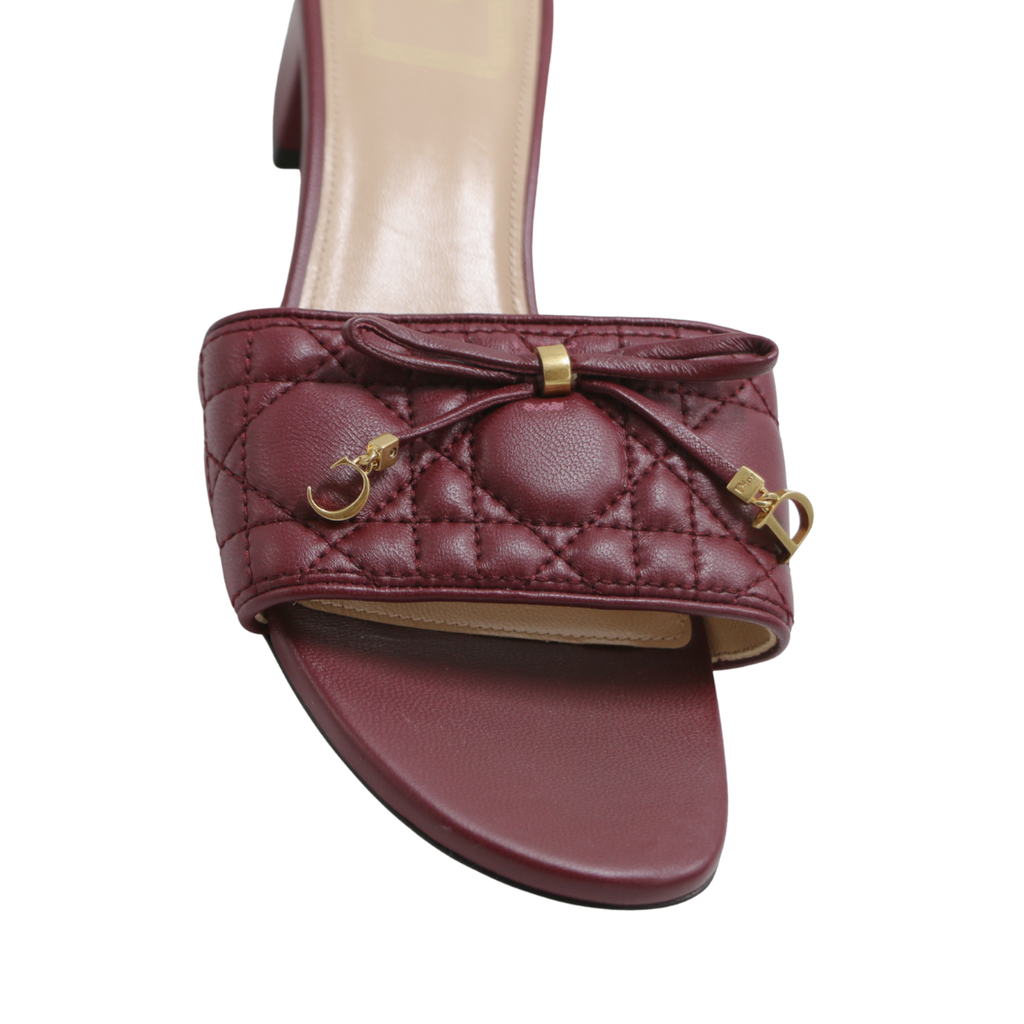 Christian Dior Lady Dior Heels Slide Lamskin Brown In Size 40