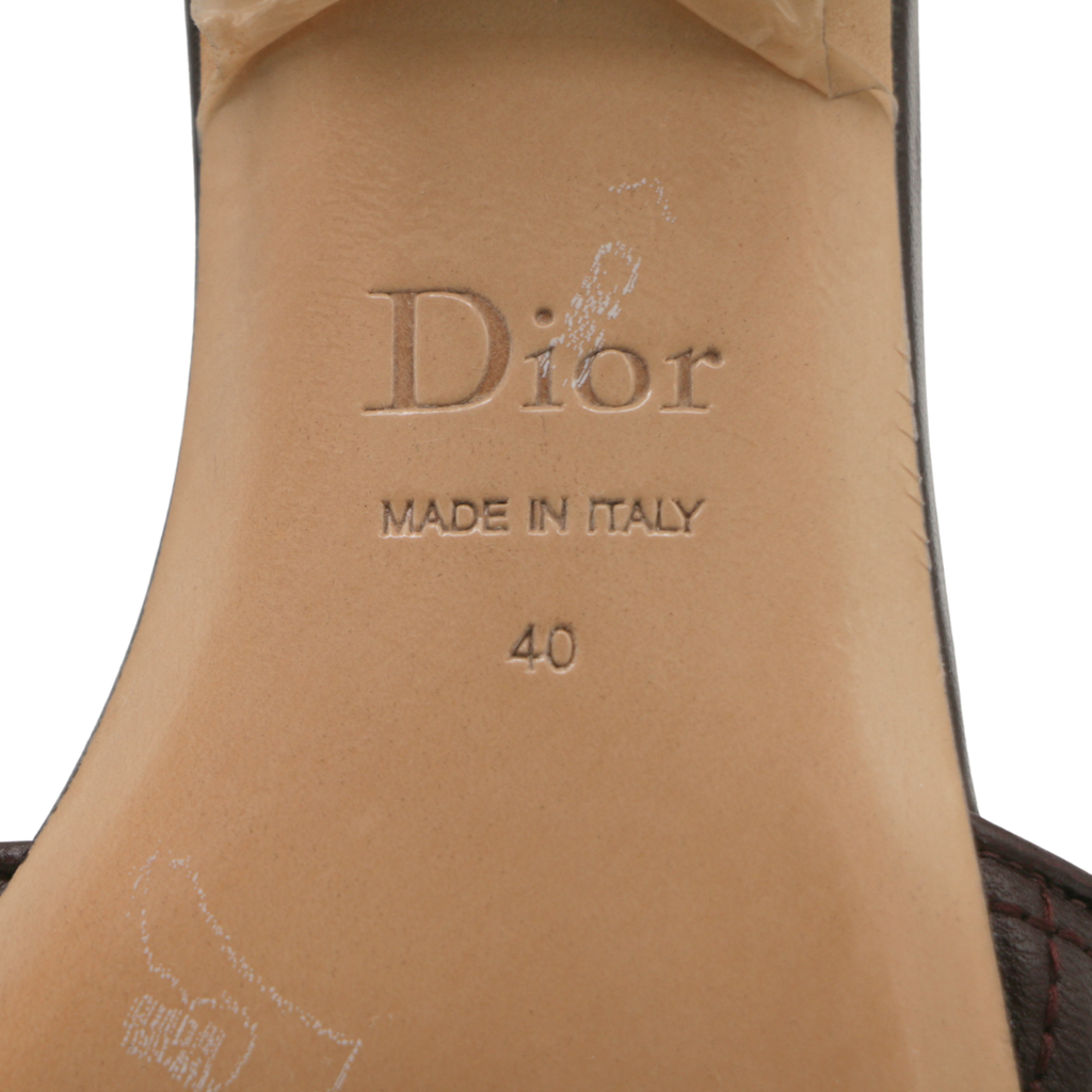 Christian Dior Lady Dior Heels Slide Lamskin Brown In Size 40