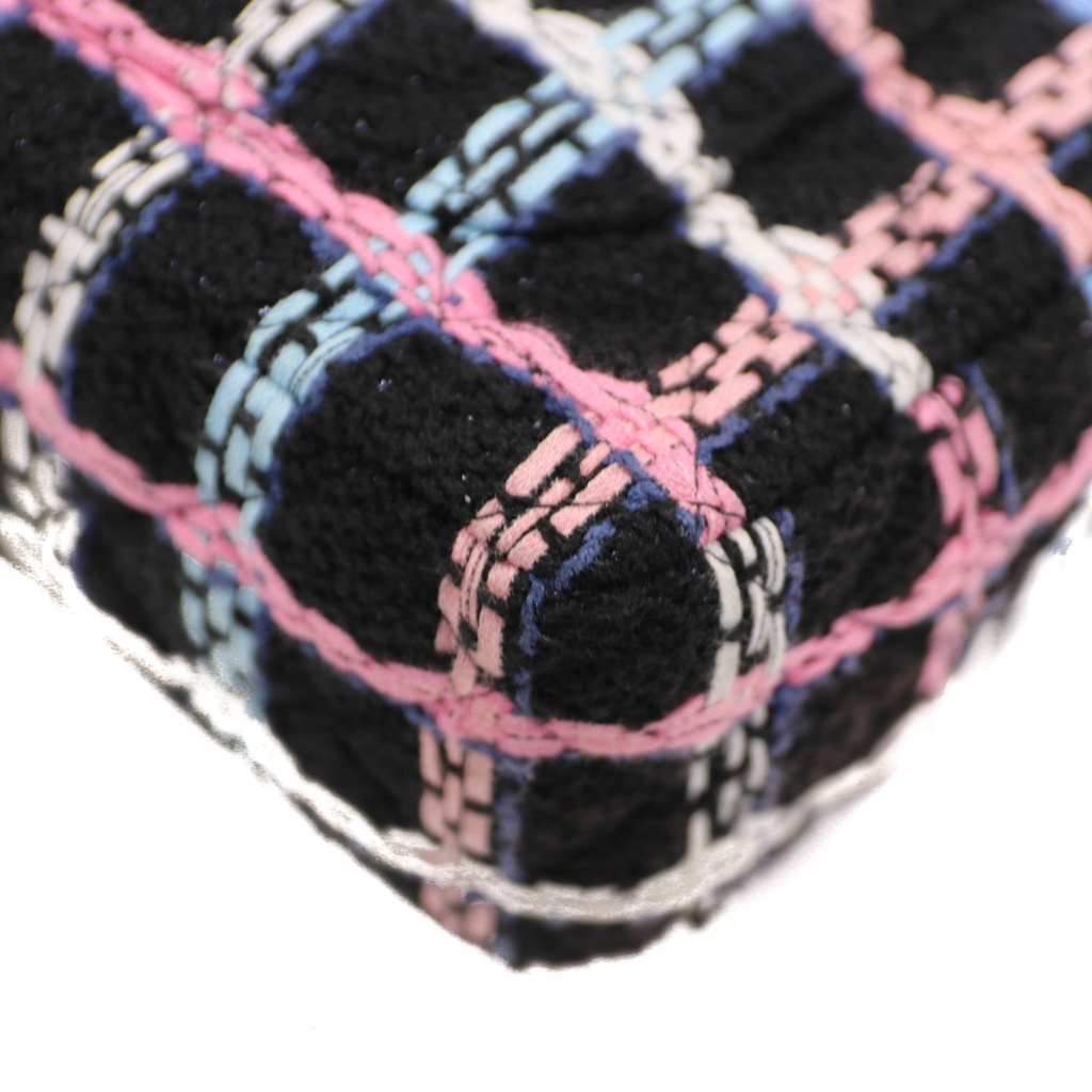 Chanel Pink & Blue Tweed Mini Rectangular Classic Flap