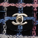 Chanel Pink & Blue Tweed Mini Rectangular Classic Flap