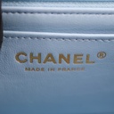 Chanel Pink & Blue Tweed Mini Rectangular Classic Flap