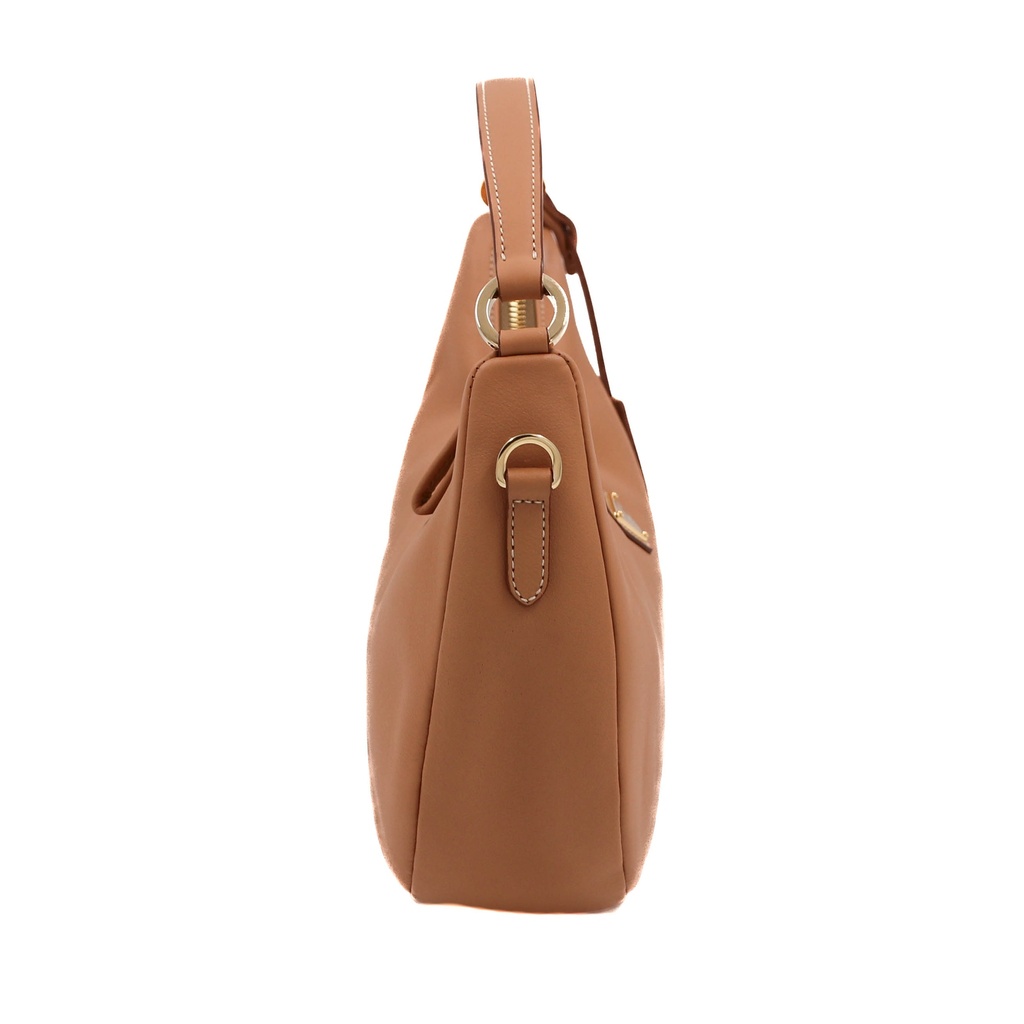 Prada Arque Leather Shoulder Bag in Camel