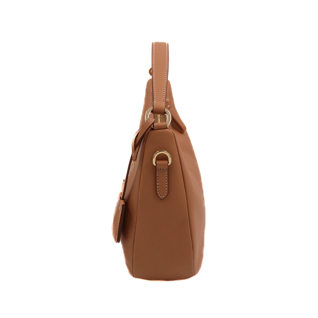 Prada Arque Leather Shoulder Bag in Camel