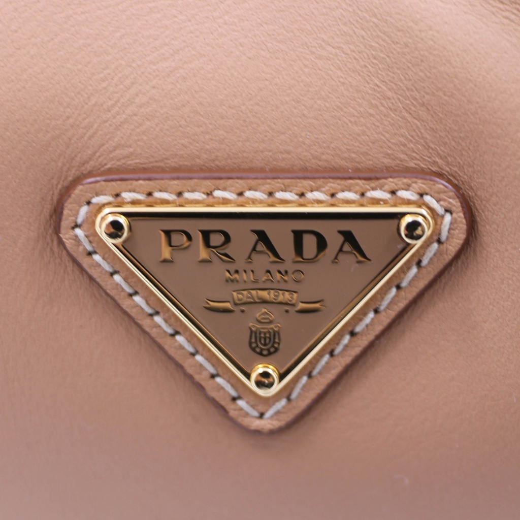 Prada Arque Leather Shoulder Bag in Camel