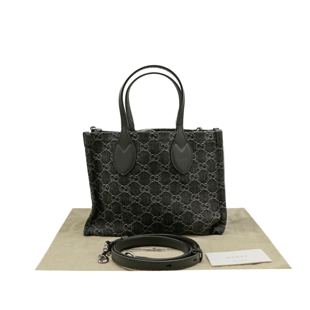 Gucci GG Medium Denim Tote Bag Black 772183
