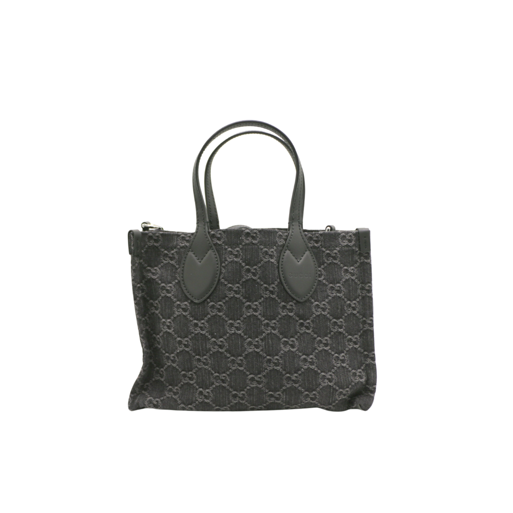 Gucci GG Medium Denim Tote Bag Black 772183
