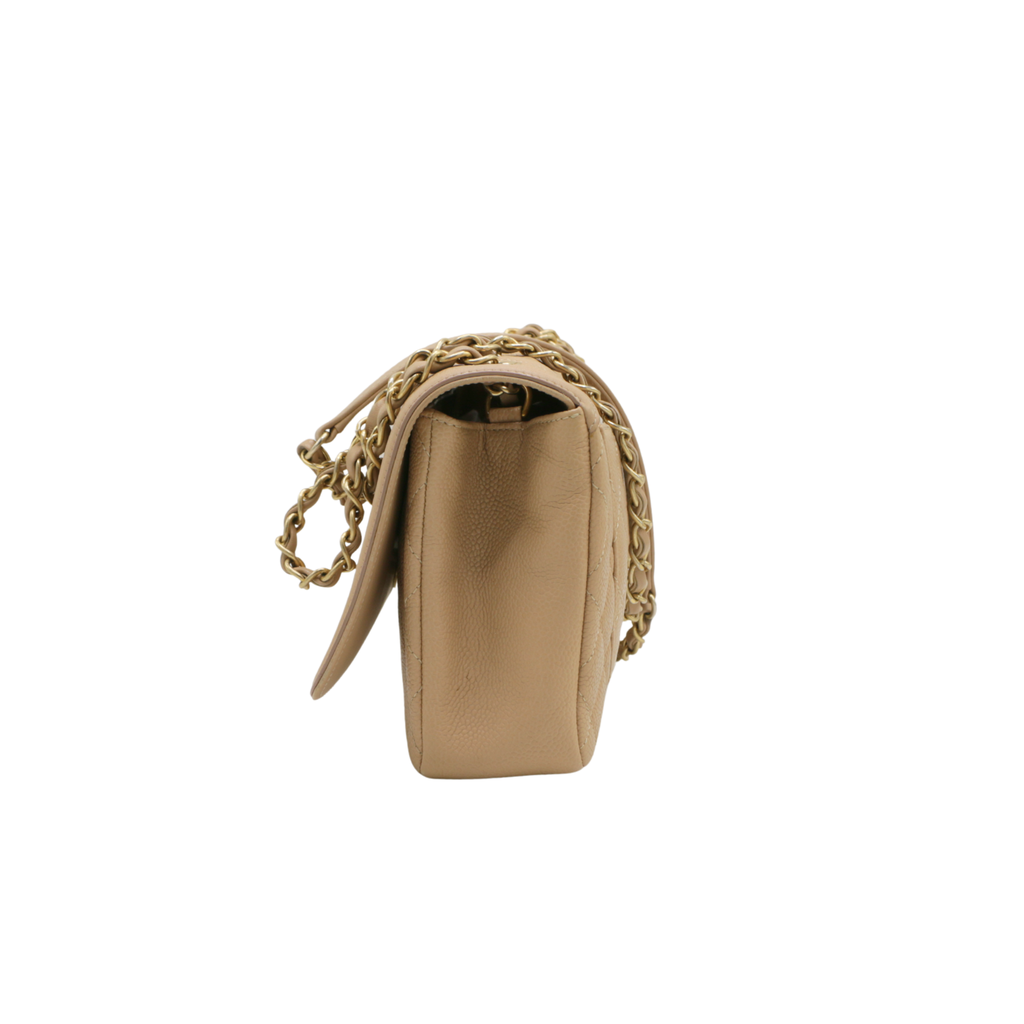 Caviar Quilted CC Filigree Wallet On Chain WOC in Beige