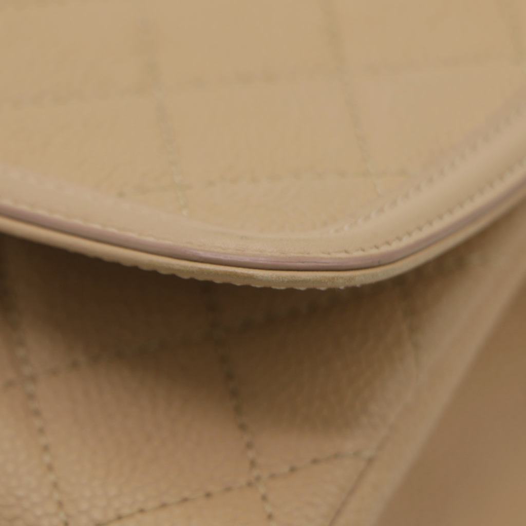 Caviar Quilted CC Filigree Wallet On Chain WOC in Beige