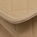 Caviar Quilted CC Filigree Wallet On Chain WOC in Beige