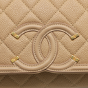 Caviar Quilted CC Filigree Wallet On Chain WOC in Beige