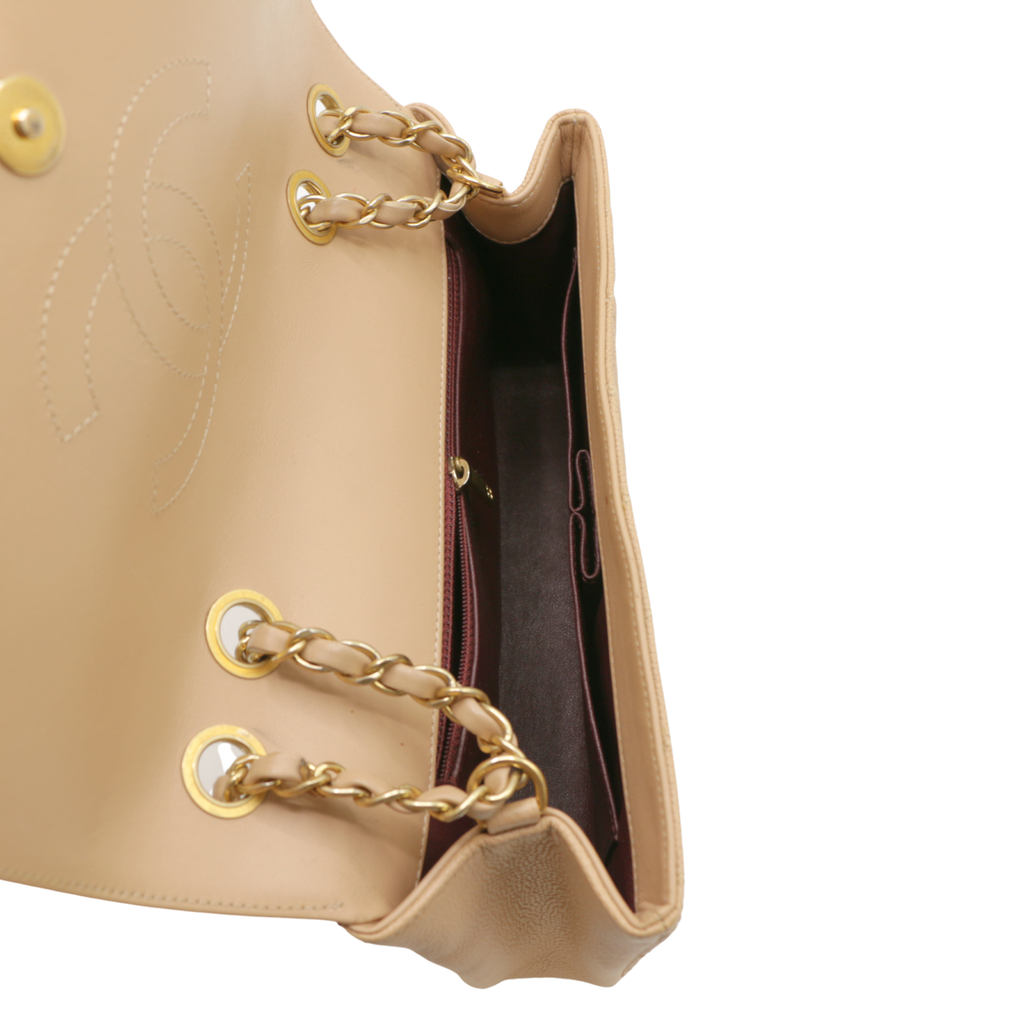 Caviar Quilted CC Filigree Wallet On Chain WOC in Beige