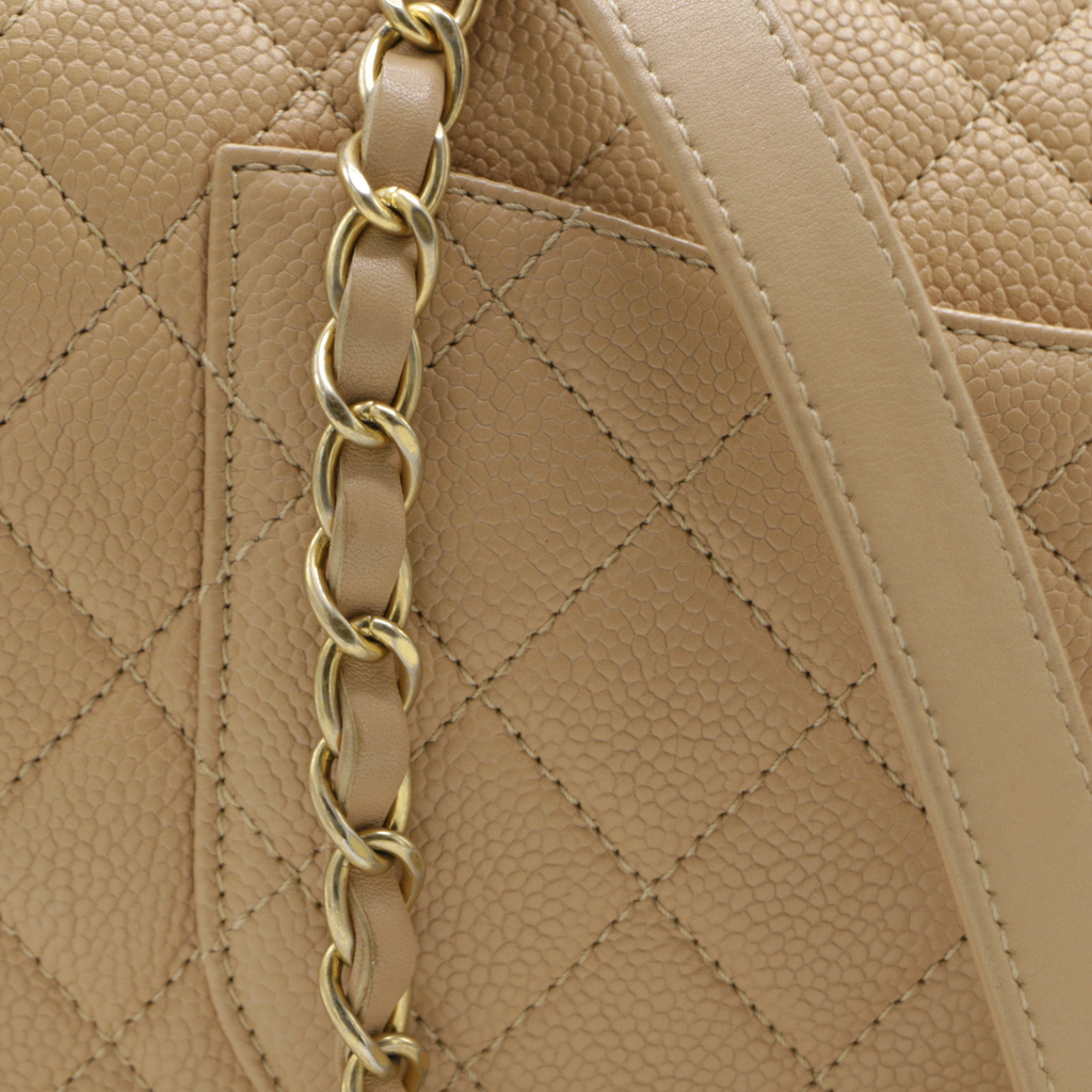 Caviar Quilted CC Filigree Wallet On Chain WOC in Beige