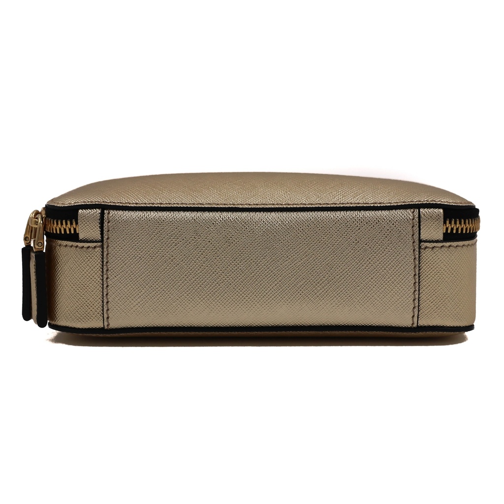 Prada Saffiano Travel Small Brique Crossbody Bag in Gold