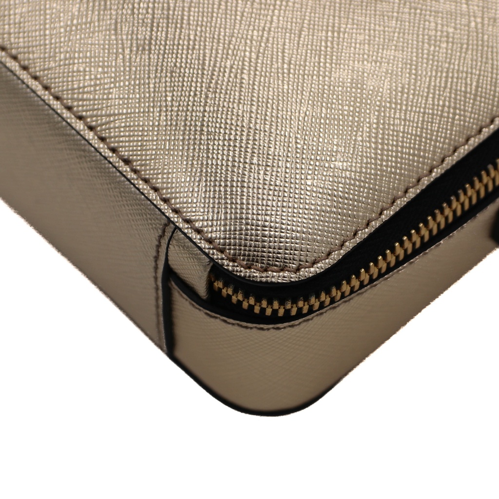 Prada Saffiano Travel Small Brique Crossbody Bag in Gold