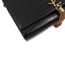 Yves Saint Laurent Black Croc Embossed Leather Medium Kate Tassel Shoulder Bag