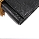 Yves Saint Laurent Black Croc Embossed Leather Medium Kate Tassel Shoulder Bag