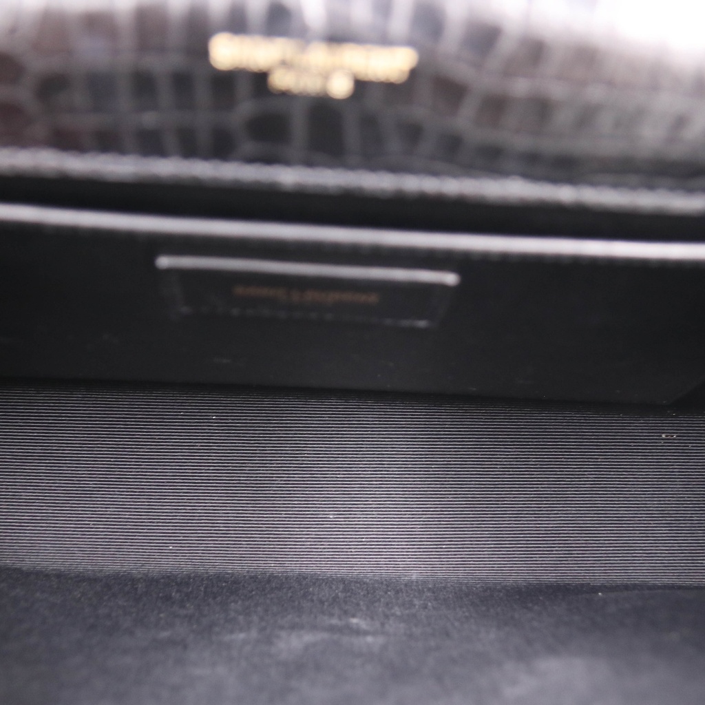 Yves Saint Laurent Black Croc Embossed Leather Medium Kate Tassel Shoulder Bag