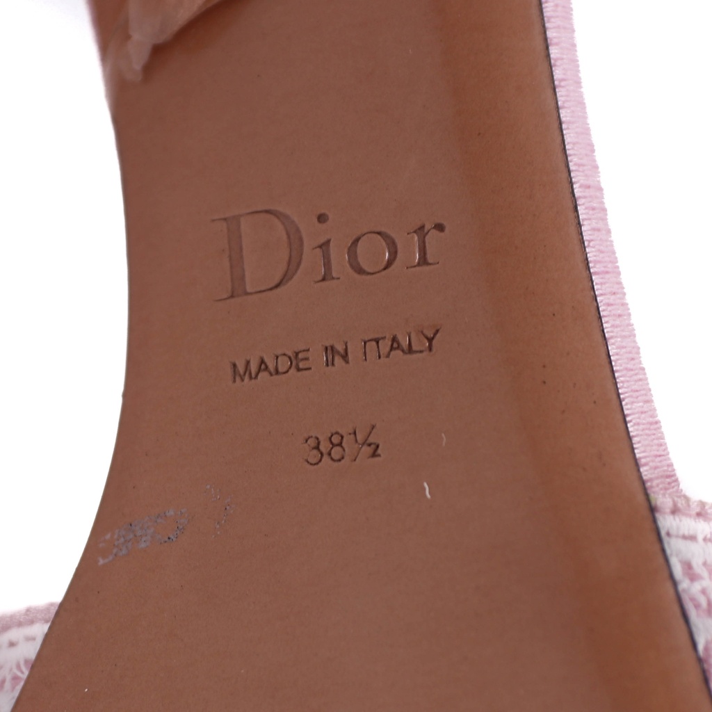 Christian Dior Dway Slide Pink Toile de Jouy Embroidered Cotton Size 38 1/2