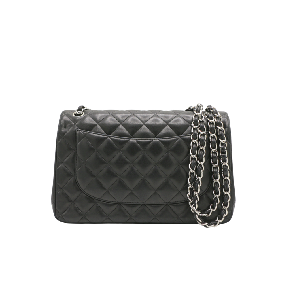 Chanel Classic Jumbo Double Flap in Black Lambskin and Silver Hardware
