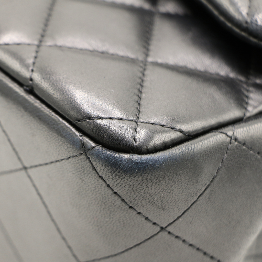 Chanel Classic Jumbo Double Flap in Black Lambskin and Silver Hardware