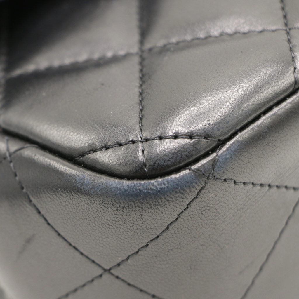 Chanel Classic Jumbo Double Flap in Black Lambskin and Silver Hardware