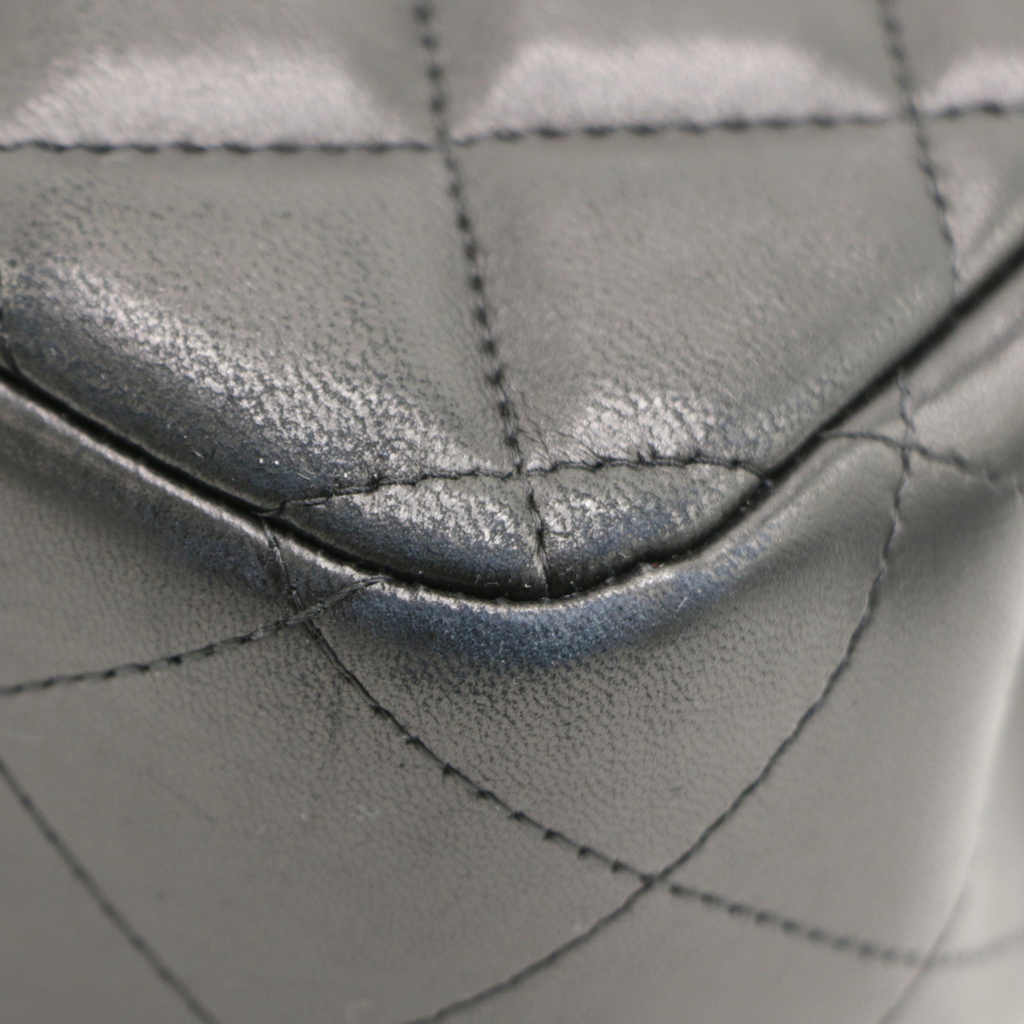 Chanel Classic Jumbo Double Flap in Black Lambskin and Silver Hardware