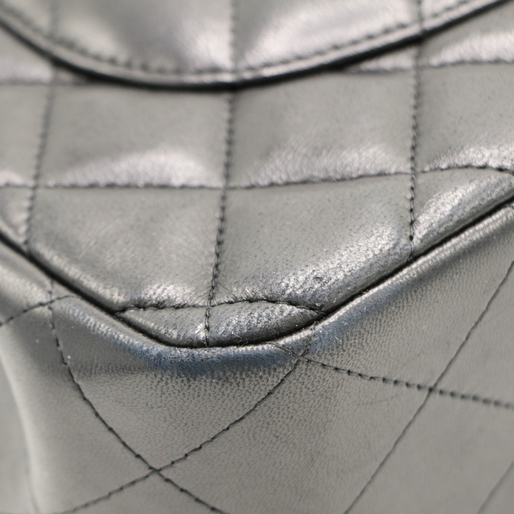 Chanel Classic Jumbo Double Flap in Black Lambskin and Silver Hardware