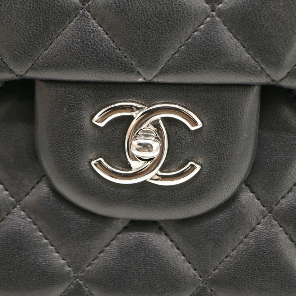 Chanel Classic Jumbo Double Flap in Black Lambskin and Silver Hardware