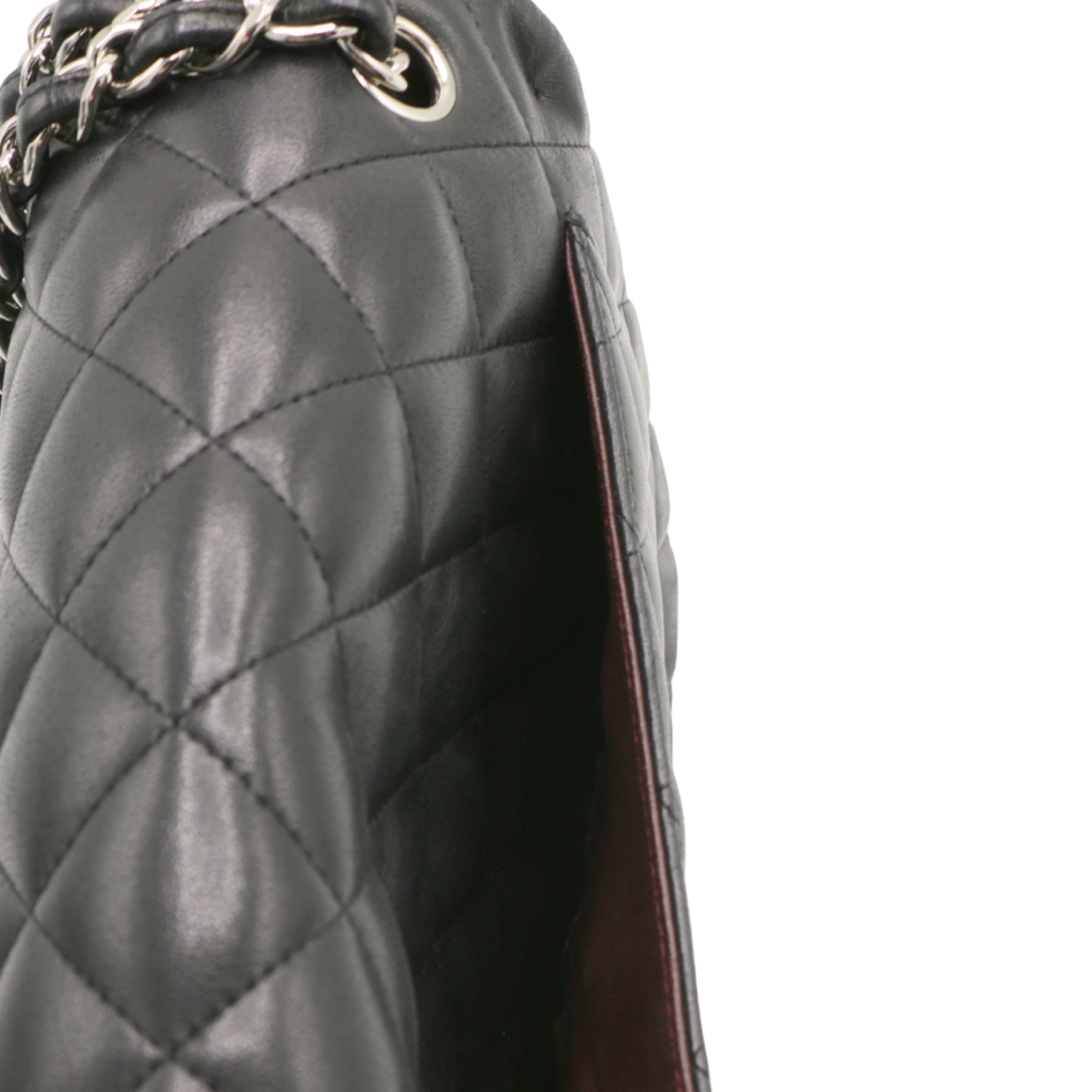 Chanel Classic Jumbo Double Flap in Black Lambskin and Silver Hardware
