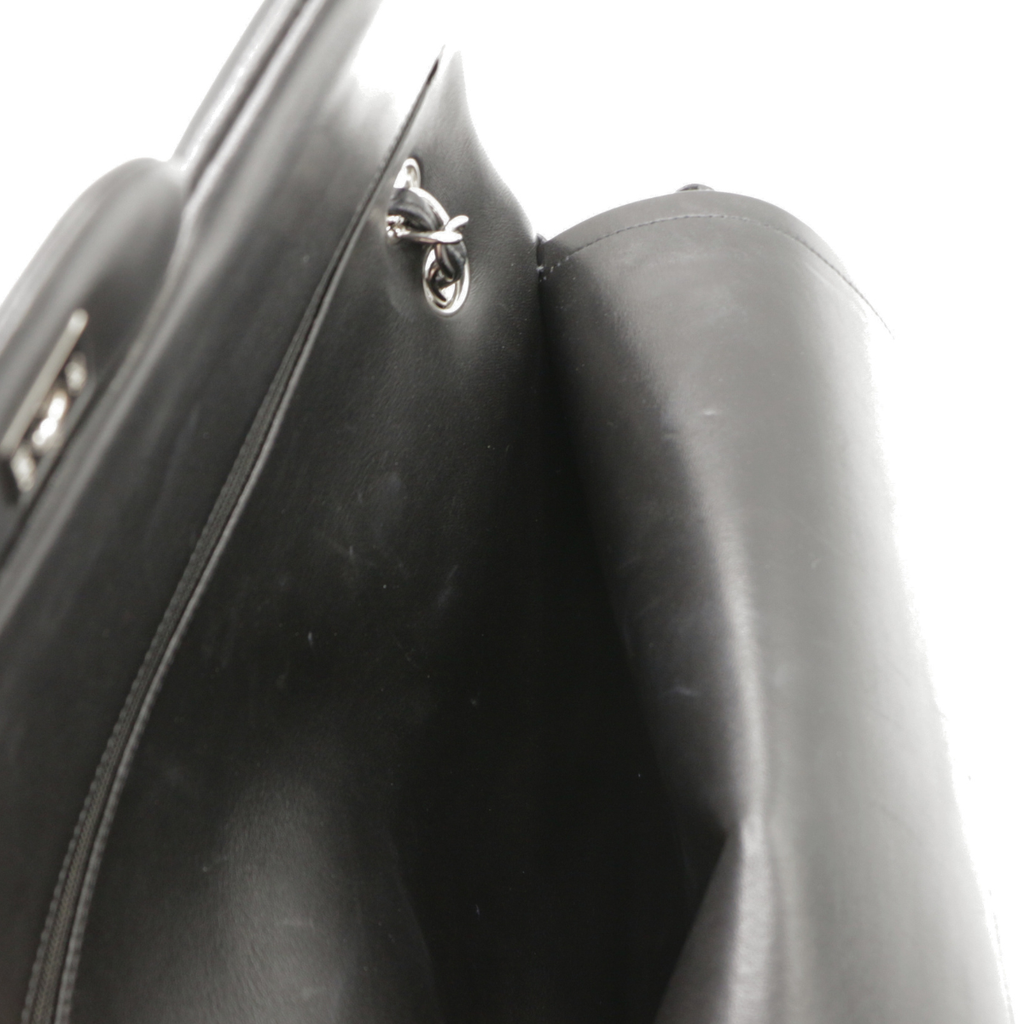 Chanel Classic Jumbo Double Flap in Black Lambskin and Silver Hardware