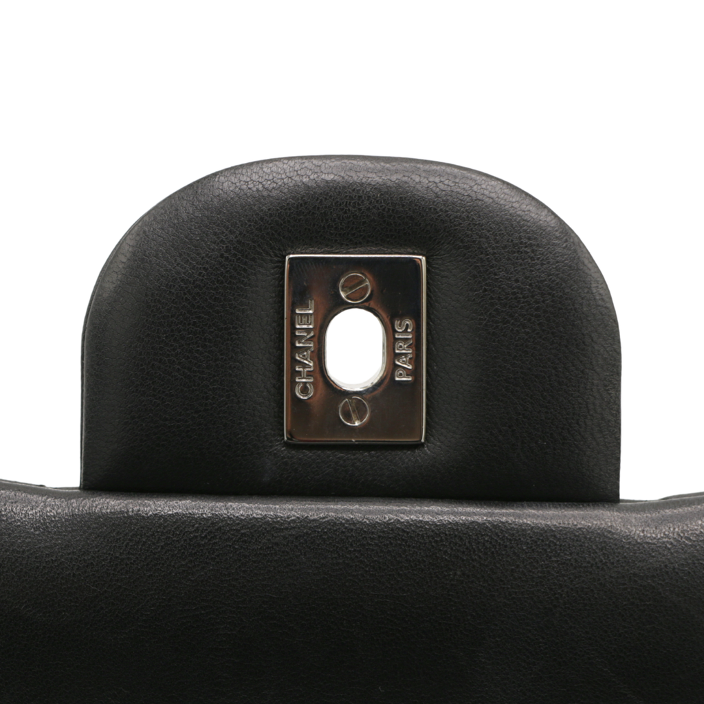 Chanel Classic Jumbo Double Flap in Black Lambskin and Silver Hardware