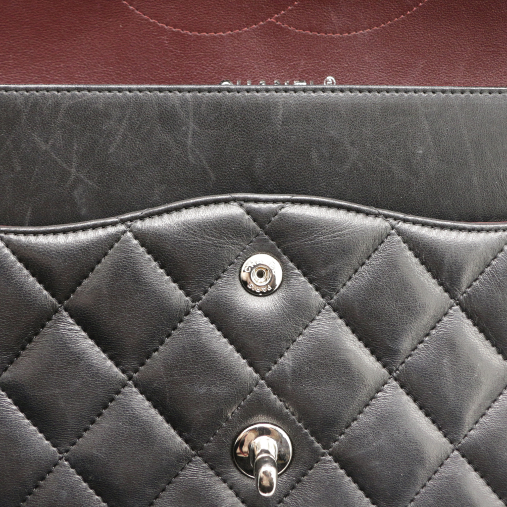 Chanel Classic Jumbo Double Flap in Black Lambskin and Silver Hardware