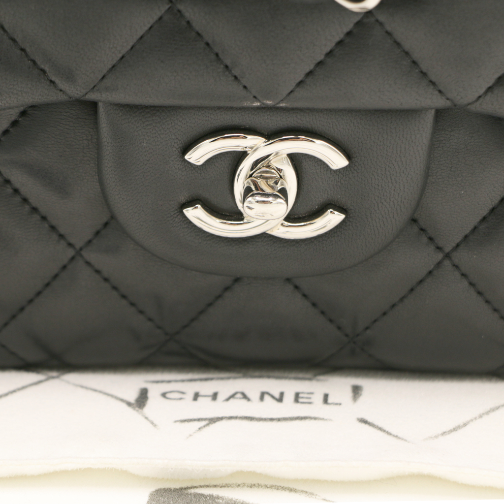 Chanel Classic Jumbo Double Flap in Black Lambskin and Silver Hardware