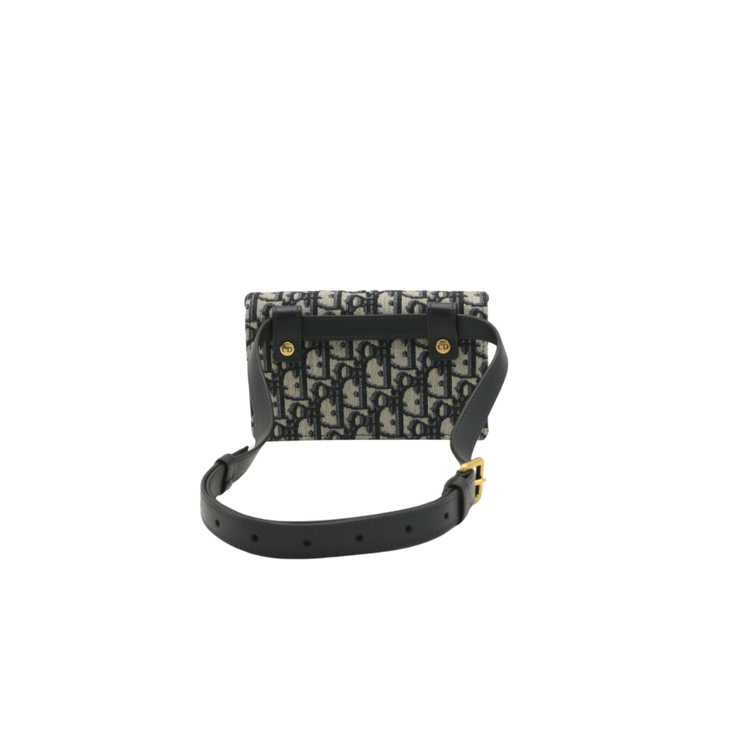 Christian Dior Oblique Saddle Blue Belt Bag