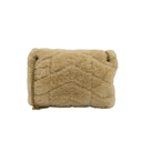 Yves Saint Laurent LouLou Puffer Shearling Shoulder Bag Beige