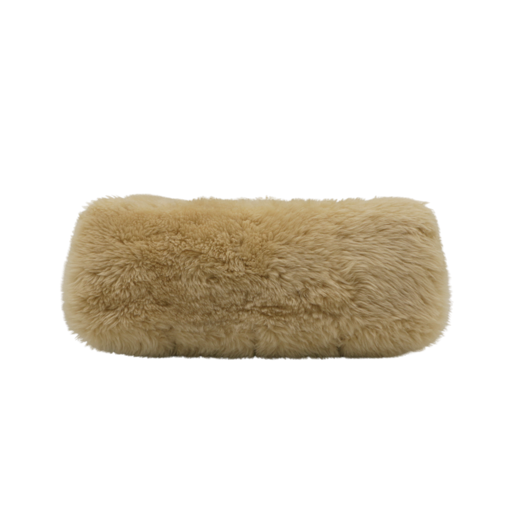 Yves Saint Laurent LouLou Puffer Shearling Shoulder Bag Beige