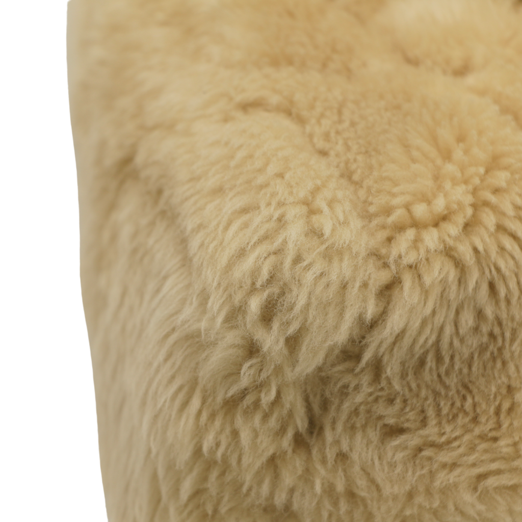 Yves Saint Laurent LouLou Puffer Shearling Shoulder Bag Beige