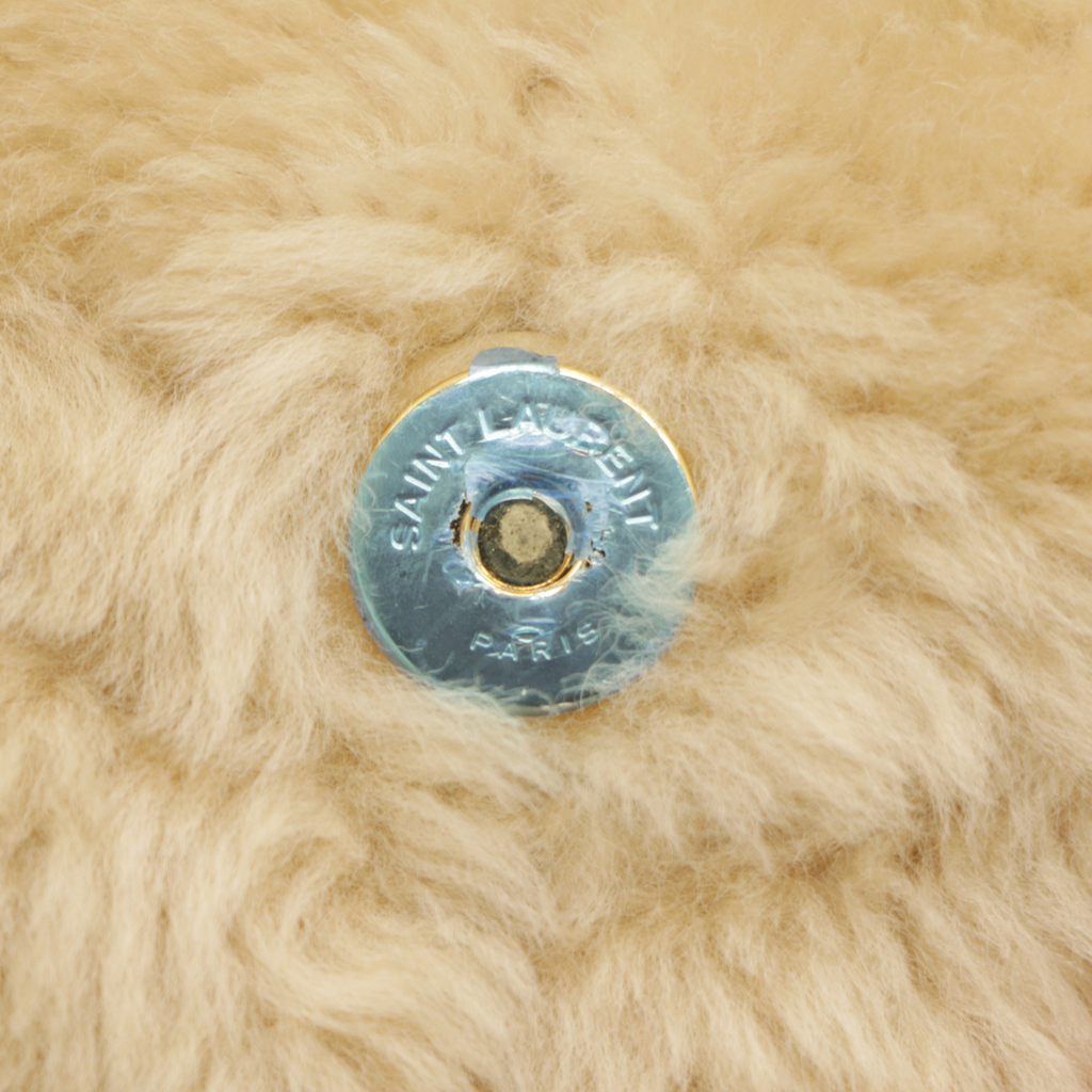 Yves Saint Laurent LouLou Puffer Shearling Shoulder Bag Beige