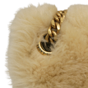 Yves Saint Laurent LouLou Puffer Shearling Shoulder Bag Beige