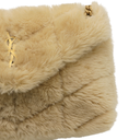 Yves Saint Laurent LouLou Puffer Shearling Shoulder Bag Beige
