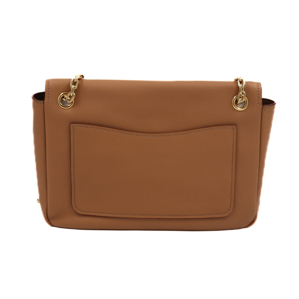Prada Saffiano Leather Flap Shoulder Bag in Beige