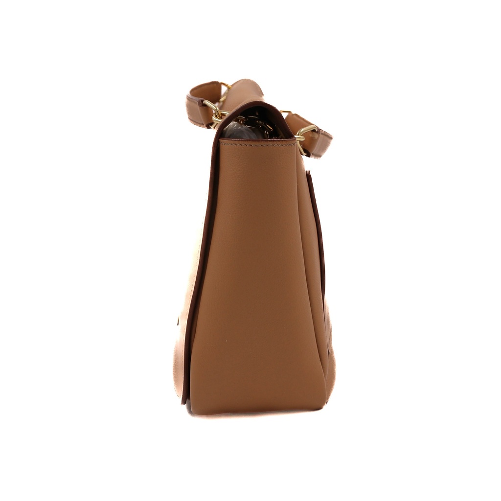 Prada Saffiano Leather Flap Shoulder Bag in Beige