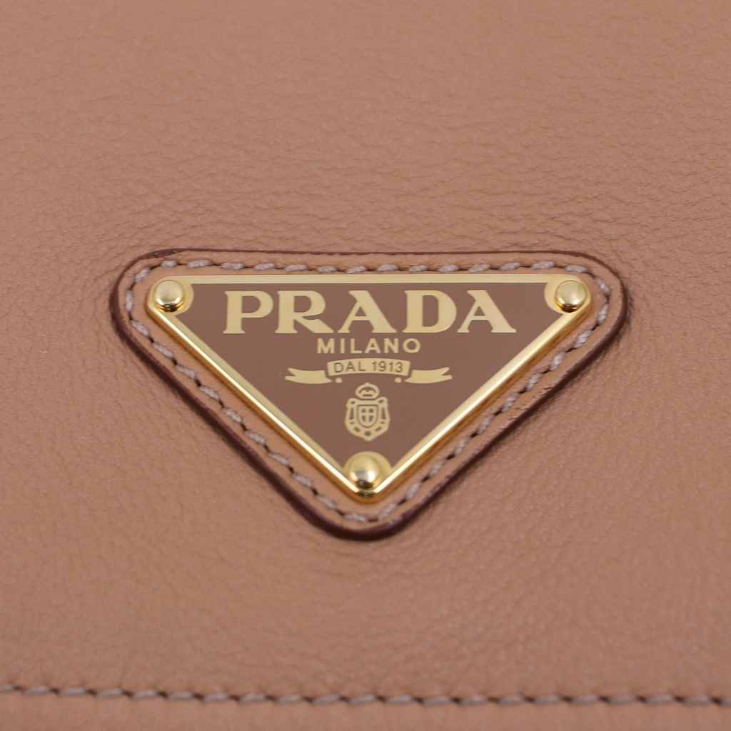 Prada Saffiano Leather Flap Shoulder Bag in Beige