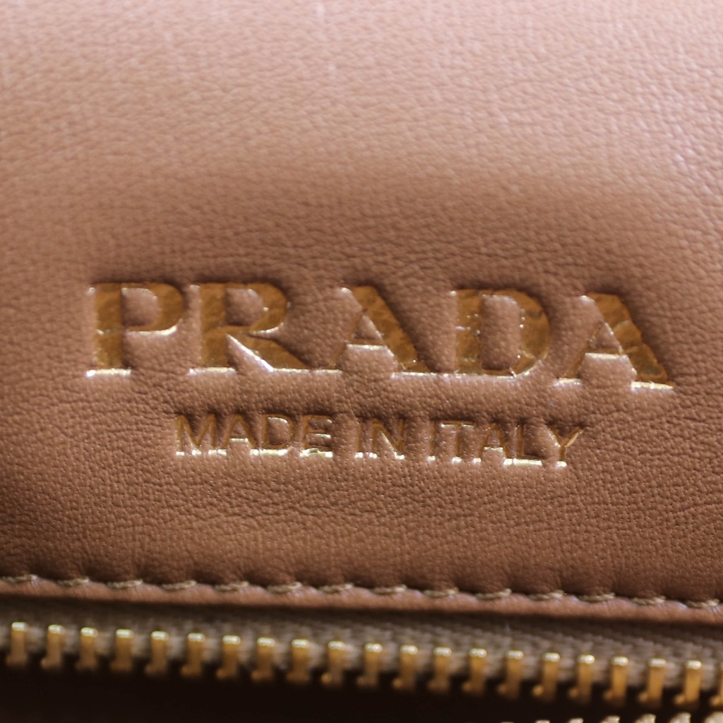 Prada Saffiano Leather Flap Shoulder Bag in Beige